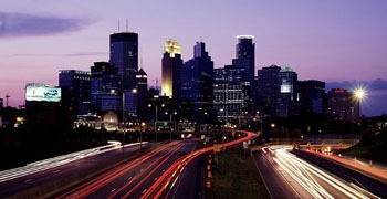 Busy traffic going in and out of downtown Minneapolis